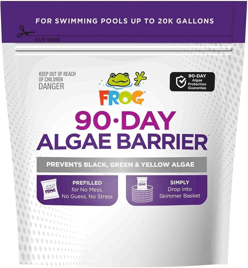 Frog 90-Day Algae Barrier - Dry Formula Algaecide Prevents Black, Green and Yellow Algae for Pools up to 20,000 Gallons - Pool Maintenance & Treatment - 2 Pods - Image 1